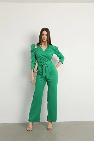 Swass Belted Double-Breasted Green Jumpsuit