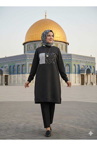 ALMİNA Compact Combed Fabric Tesettür Tunic Sweatshirt
