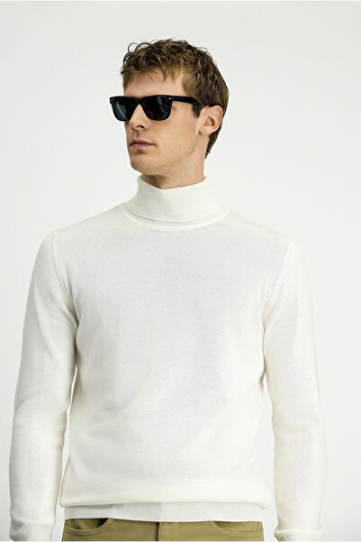 Kiğılı Pulover tricotat din bumbac, cu guler înalt, croială normală