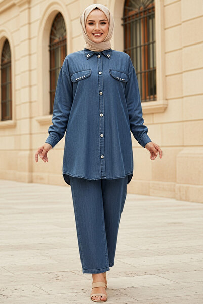 N.S NEVA STYLE Σετ Τζιν Εσώρουχων με Κουμπιά Σκούρο Μπλε 46632KM