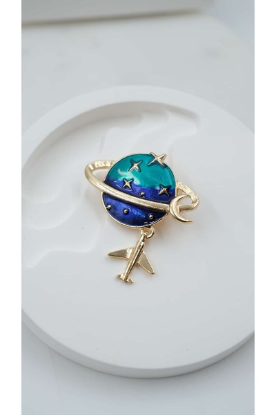 Jerie Dünya ve Uçak Figür Broş