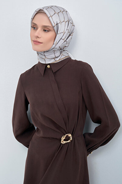 Armine Κασκόλ από καθαρό μετάξι Sura-2026 Άνοιξη-Καλοκαίρι- 953800D Ασημί Γκρ...