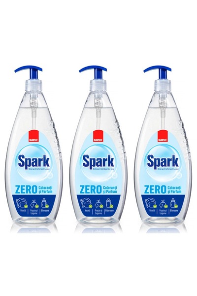Sano SET 3 PIECES - Spark Zero Hypoallergenic Hand Soap - 700ml Pump Dispenser