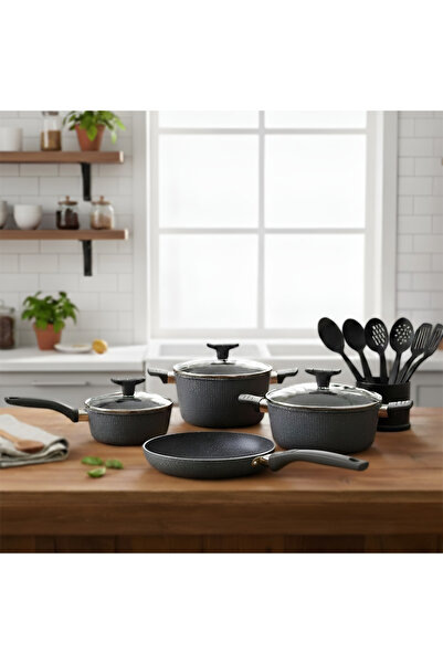 Cady One 13-piece aluminum and granite cookware set with non-stick surface an...