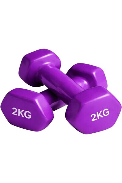 Generic زوج من الدمبل المغلفة بالفينيل بوزن 2 كجم لصالة الرياضة المنزلية - مج...