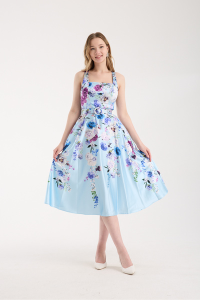 Stylish Stylish elegant satin dress in sky blue
