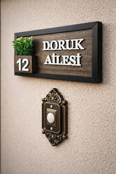 SHELİFE Kişiye Özel Ahşap Kapı İsimliği Çiçekli – 10x20 cm MDF Dekoratif Kapı...