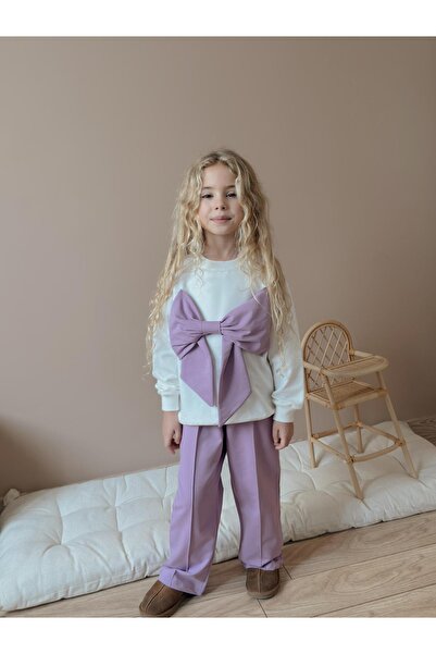 CARLA MARA Κοριτσίστικο Σετ με Φιόγκο και Λεπτομέρειες, Βαμβακερό Τοπ και Παν...