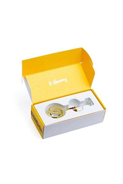 Keith Haring Lingură de pipă, Colecția de sticlă K.Haring, Galbenă, 10 cm