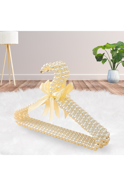 BIUPSER Golden Pearl Hangers Set, 5 pcs, Anti-Slip, Elegant Design with Golde...
