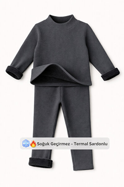 mini kanka Set de lenjerie termică pentru copii cu nervuri, pentru fete și bă...