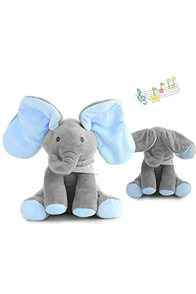OEM Elefant cu joc de joacă, acoperă ochii cu urechi, 30 cm, pufos, cu sunete