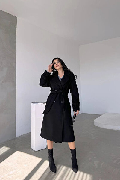 Store Kadın siyah ithal kumaş kaşe kaban 2026