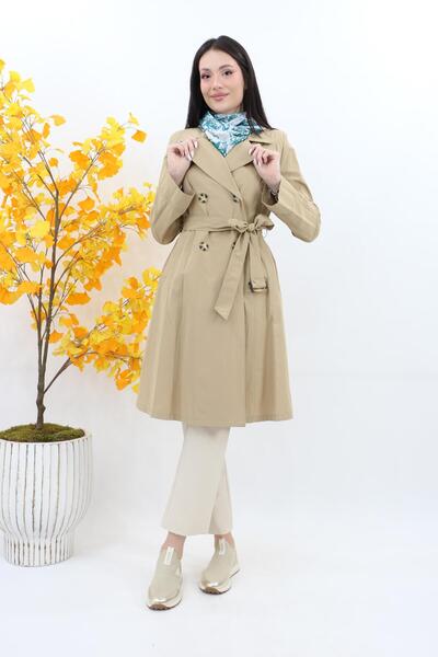 Orhan Kruvaze Midi Boy Trençkot - Bej