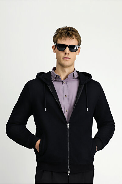 Kiğılı Cardigan din bumbac cu glugă și fermoar