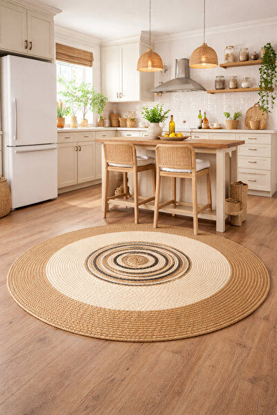 Halımax Salda JUT06 Hasır Çift Taraflı Yıkanabilir Jüt Kilim Mutfak Banyo Kor...