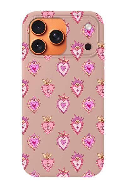 shoptocase iPhone 17 Pro Compatible Lovely Heart Patterned Suede Inside Launc...