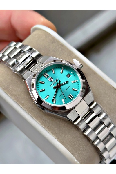 Raymond ساعة يد نسائية فضية اللون مينيمال كيس موديل أصلي من الفولاذ + سوار