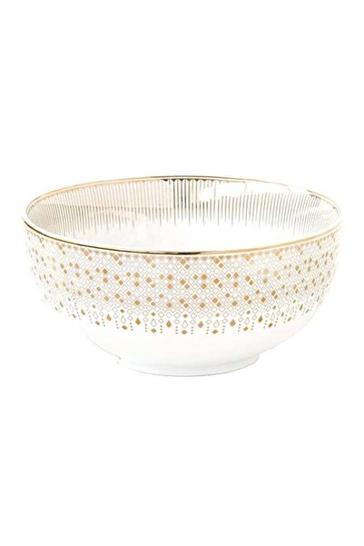 Generic Easy Life Festive Collection Porcelain Serving Bowl White and Gold 15 cm