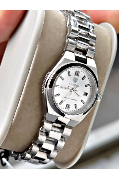 Raymond Gümüş Renk Minimal Kasa Orjinal Model Çelik Kadın Kol Saati + BİLEKLİK