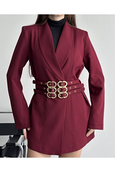 moda çağdaş 3 Kemer Tasarımlı Premium Kalite Blazer Ceket