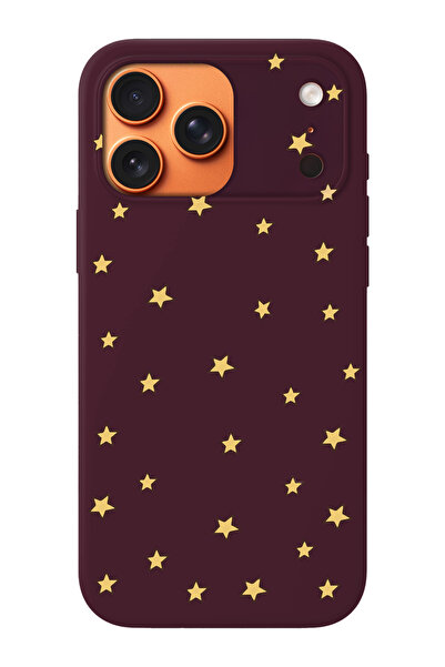 shoptocase iPhone 17 Pro Uyumlu Yıldızlar Desenli İçi Süet Lansman Telefon Kı...