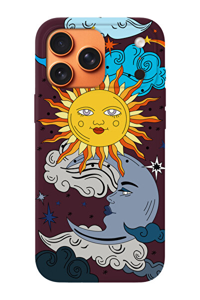 shoptocase iPhone 17 Pro Max Compatible Sun and Moon Patterned Suede Inside L...