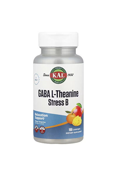 KAL GABA L-Theanine Stress B 12 Thiamine Folate Brain & Cognitive 100 Lozenges