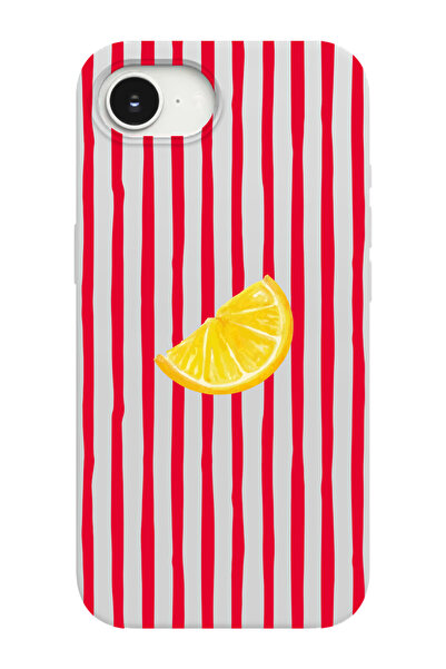 shoptocase غطاء هاتف متوافق مع آيفون 16E بنمط الليمون وداخله من الجلد المدبوغ