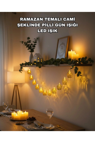 Hsc bilişim Ramazan Bayram Süslemesi İçin Led Işık Cami Figürlü Dekoratif Tas...