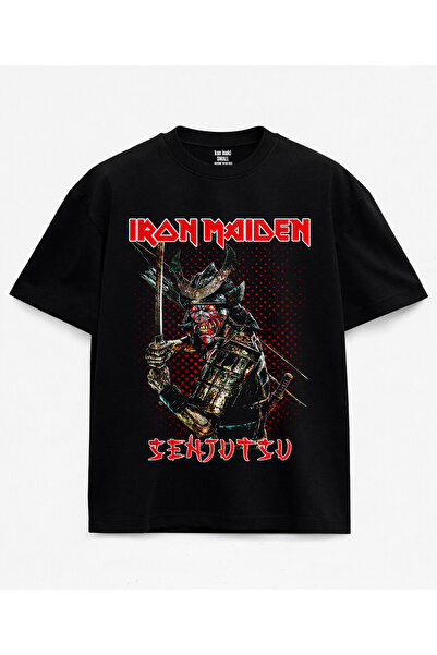 kun inaki iRon Maiden Senjutsu Baskılı Siyah Unisex Tişört