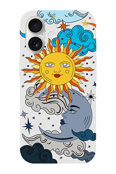 shoptocase iPhone 17 Güneş Ay Desenli İçi Süet Lansman Telefon Kılıfı
