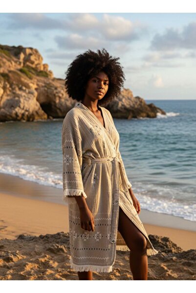 Befera Design Kimono din muselină 100% bumbac, cu model Kilim, halat de baie ...