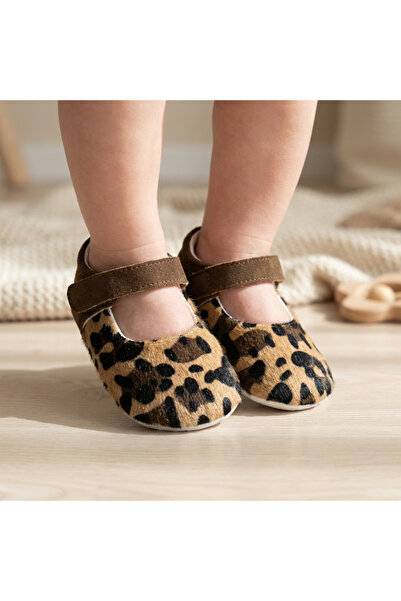 COOLMINIES Baby Girl Leopard Patterned Booties, Baby Girl Shoes, First Step S...