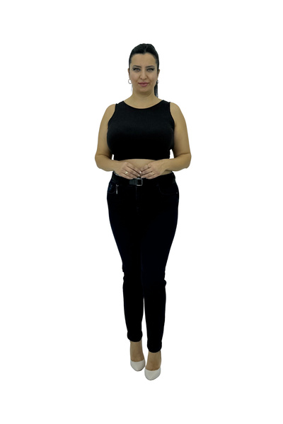 carmito Plus Size Denim Shaping / Sculpting Belted High Waist Pipe Leg Women'...