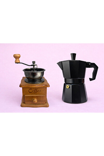Prolite Kahve Değirmenive Moka Pot 6 lık 2 li Set