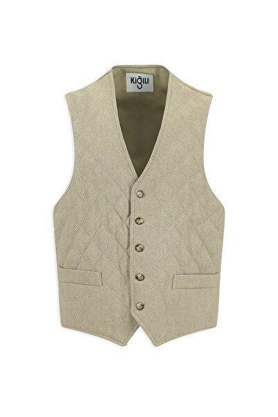 Kiğılı Slim Fit Patterned Wool Quilted Vest