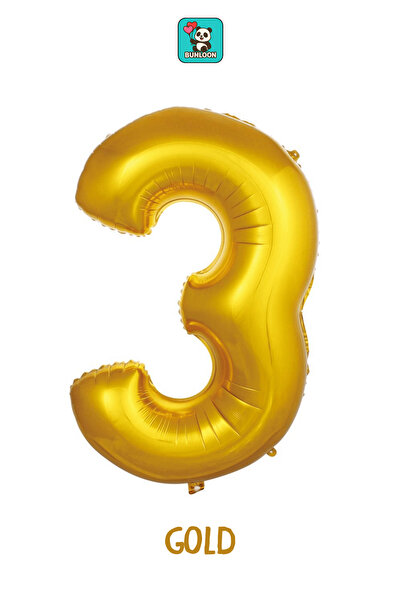 Bunloon Gold Renk 3 Rakam Folyo Balon 76 cm Doğum Günü Parti Süsleme