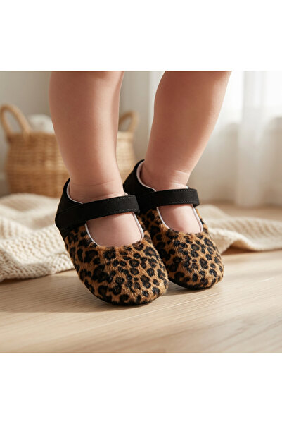 COOLMINIES Kız Bebek Leopar Desenli Patik, Kız Bebek Ayakkabı, İlk Adım Ayakk...