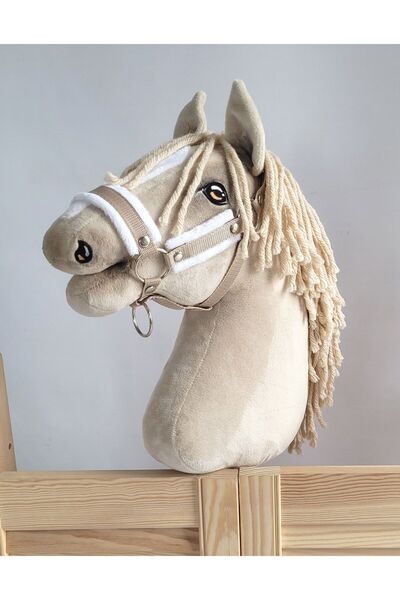 Other Hobby Horse A3 adjustable horse halter, beige with white fur