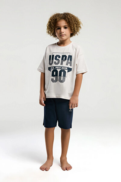 U.S. Polo Assn. Men's child bermida set - stone