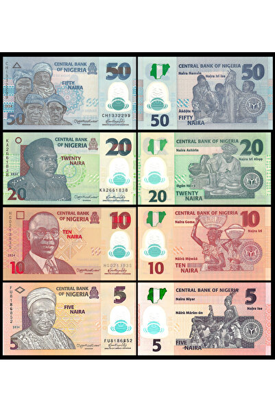 3Alp Koleksiyon Nijerya 5-10-20-50 Naira Polymer, Yabancı Kağıt Para Seti "çil"