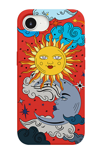 shoptocase iPhone 16E Compatible Sun and Moon Patterned Suede Inside Launch P...