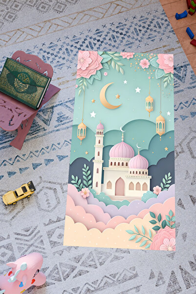 Charmbi سجادة صلاة بتصميم خاص للأطفال - قاعدة مضادة للانزلاق وطباعة رقمية بأن...