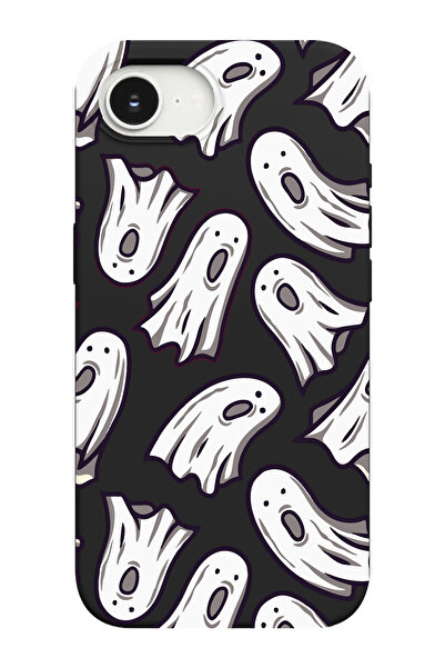 shoptocase iPhone 16E Compatible Ghosts Patterned Suede Inside Launch Phone Case