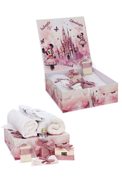 Flashmarket Trusou botez Fetita 8 piese cu Minnie Roz Castel – Set complet bo...