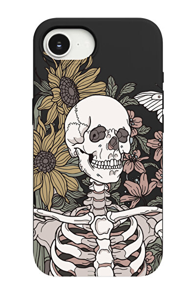 shoptocase حافظة هاتف متوافقة مع آيفون 16E مزينة بنمط جمجمة الزهور ومصنوعة من...