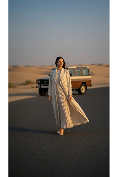 Feya Delara عباية كيمونو رسمية مفتوحة باللون البيج