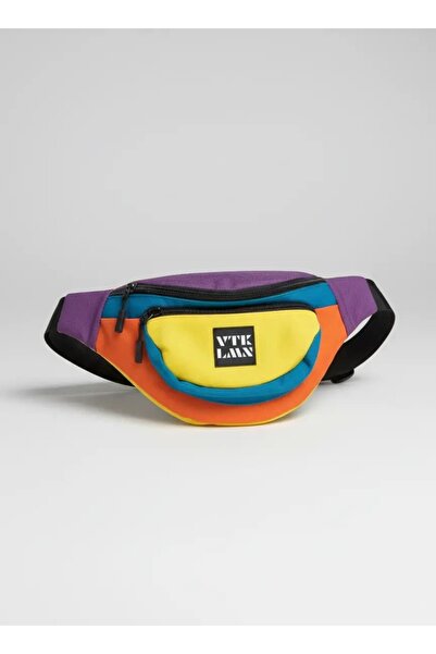 CANMODA Geantă de umăr unisex retro mov/portocaliu/galben cu curea transversa...