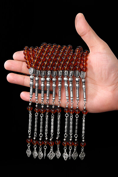 Öyküm accesory 10 Pieces Round Model Natural Stone Glass Prayer Beads Set, Gi...